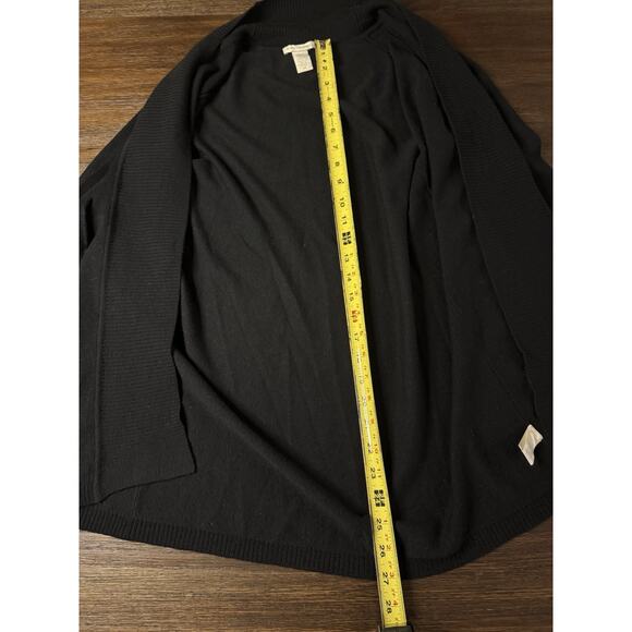 White + Warren Wool Sweater Women’s XS Trapeze Cardigan Lightweight Merino Black - Picture 7 of 9